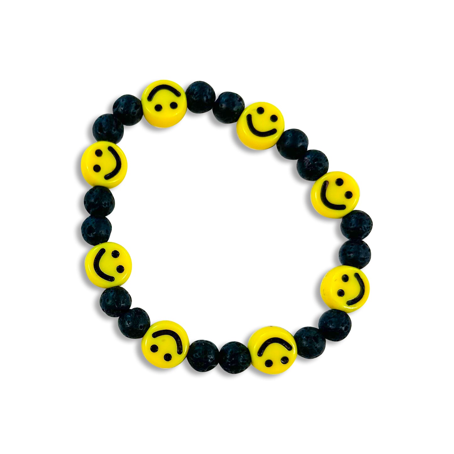 Smiley Black Glass Bead Bracelet