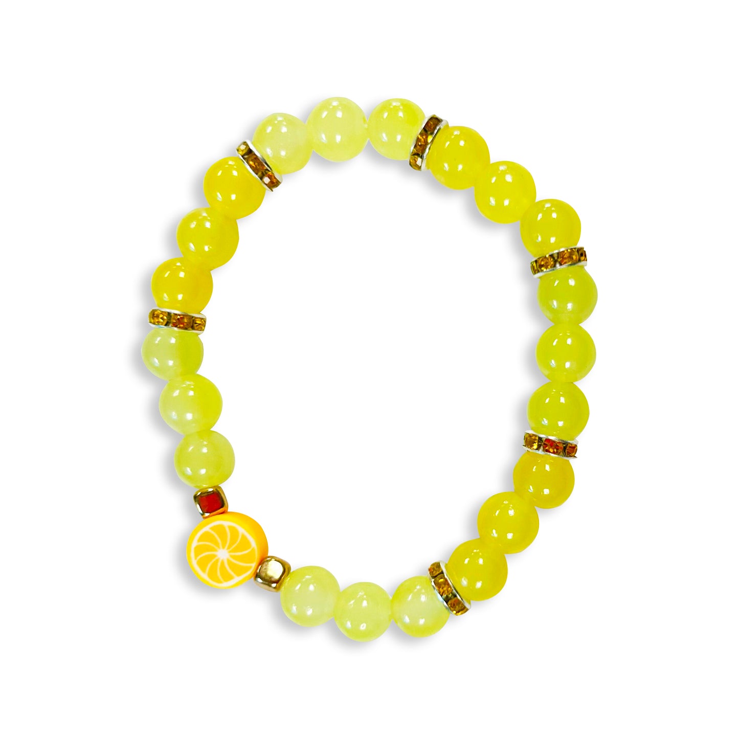 Lemon & Sunrise Glass Bead Bracelet