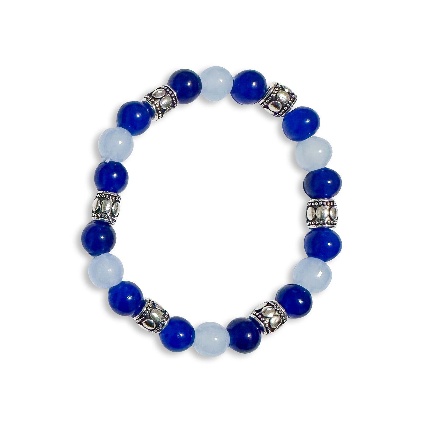 Shades of Blue Charm Glass Bead Bracelet