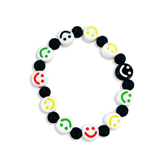 Colorful Smileys Glass Bead Bracelet