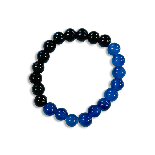 Sophisticated Black & Blue Glass Bead Bracelet