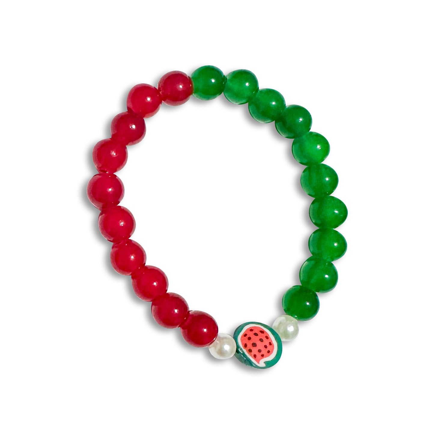 Watermelon Glass Bead Bracelet