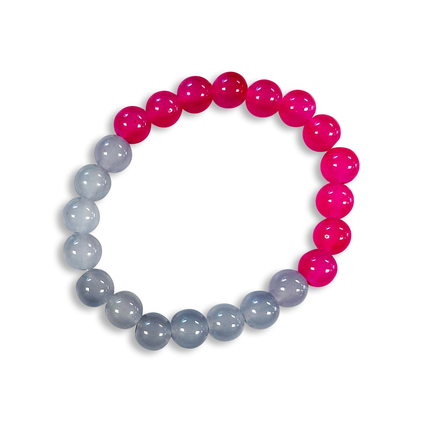 Ash & Pink Glass Bead Bracelet