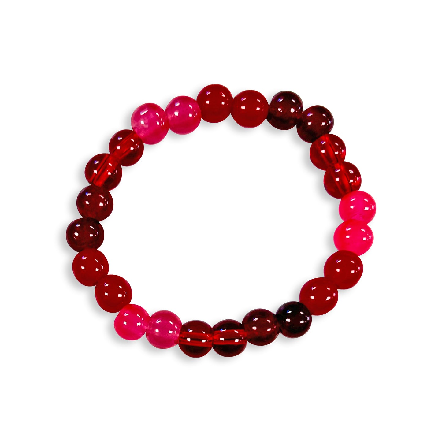 Dark & Light Red Glass Bead Bracelet