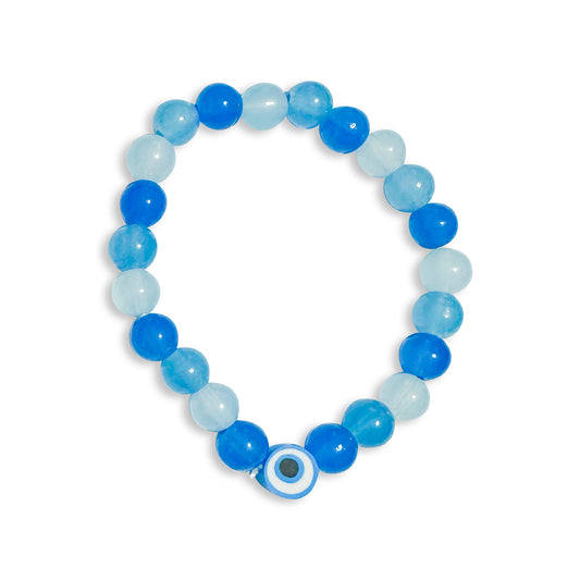 Shades of Blue Charm Glass Bead Bracelet