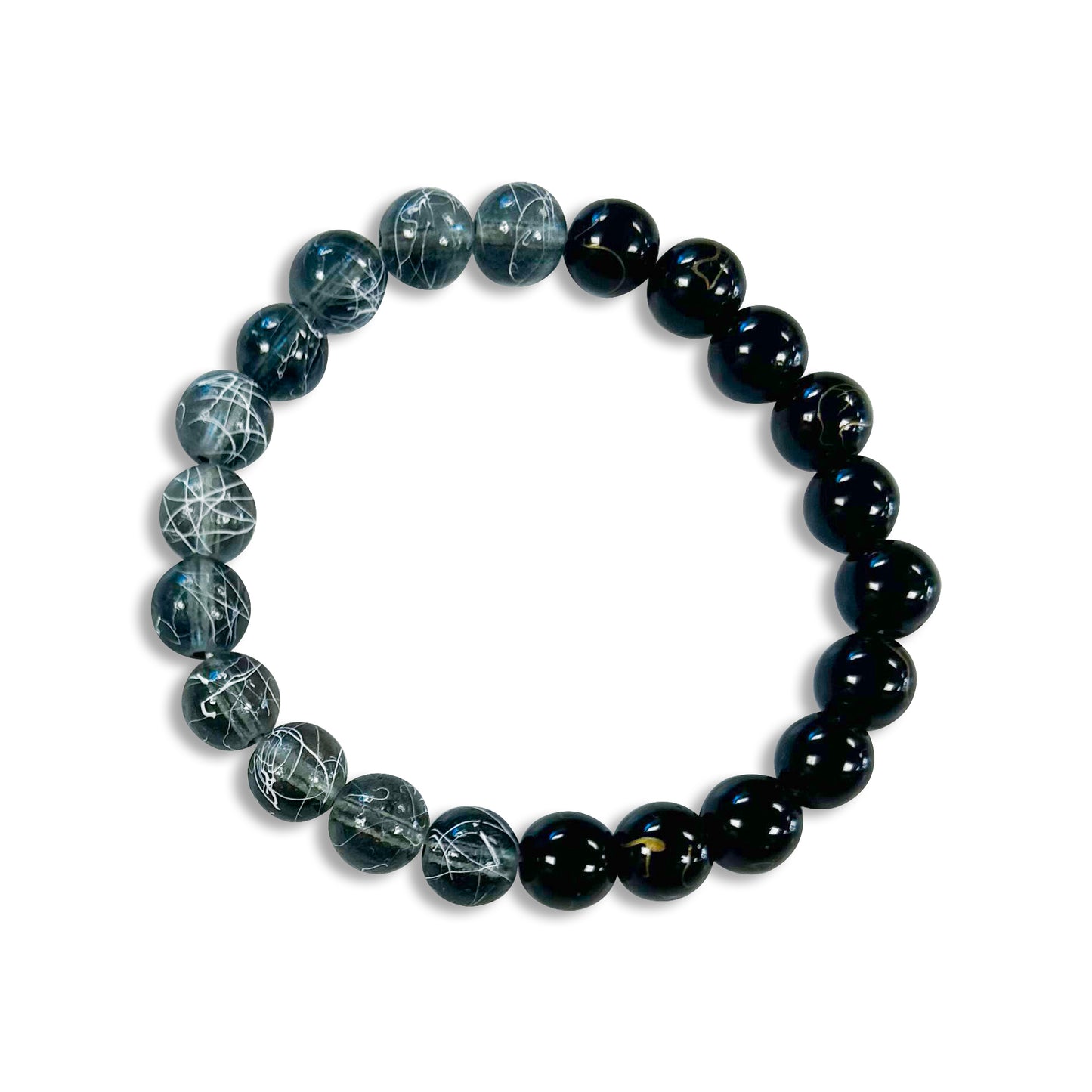 Metallic Black Glass Bead Bracelet