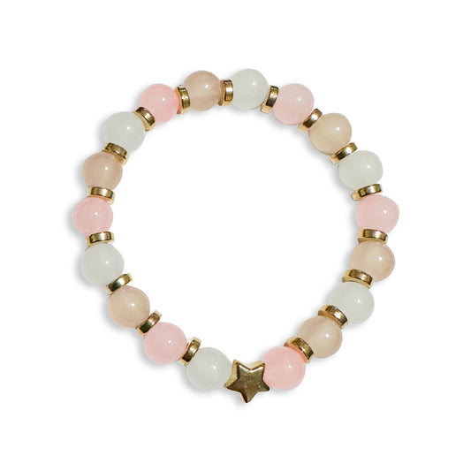 Pink & White Glass Bead Bracelet