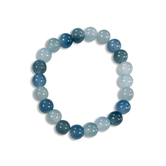 Light Blue Gray Glass Bead Bracelet