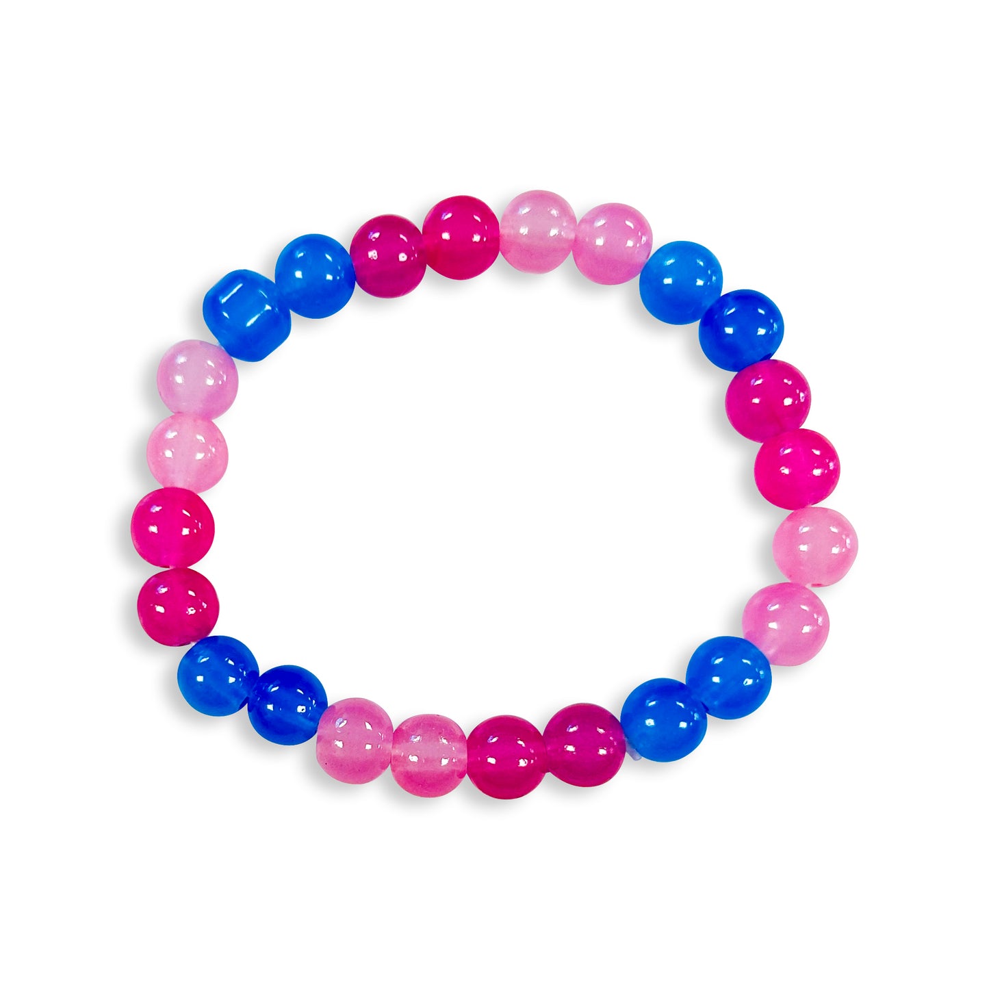 Rose Pink with Calm Blue Glass Bead Bracelet