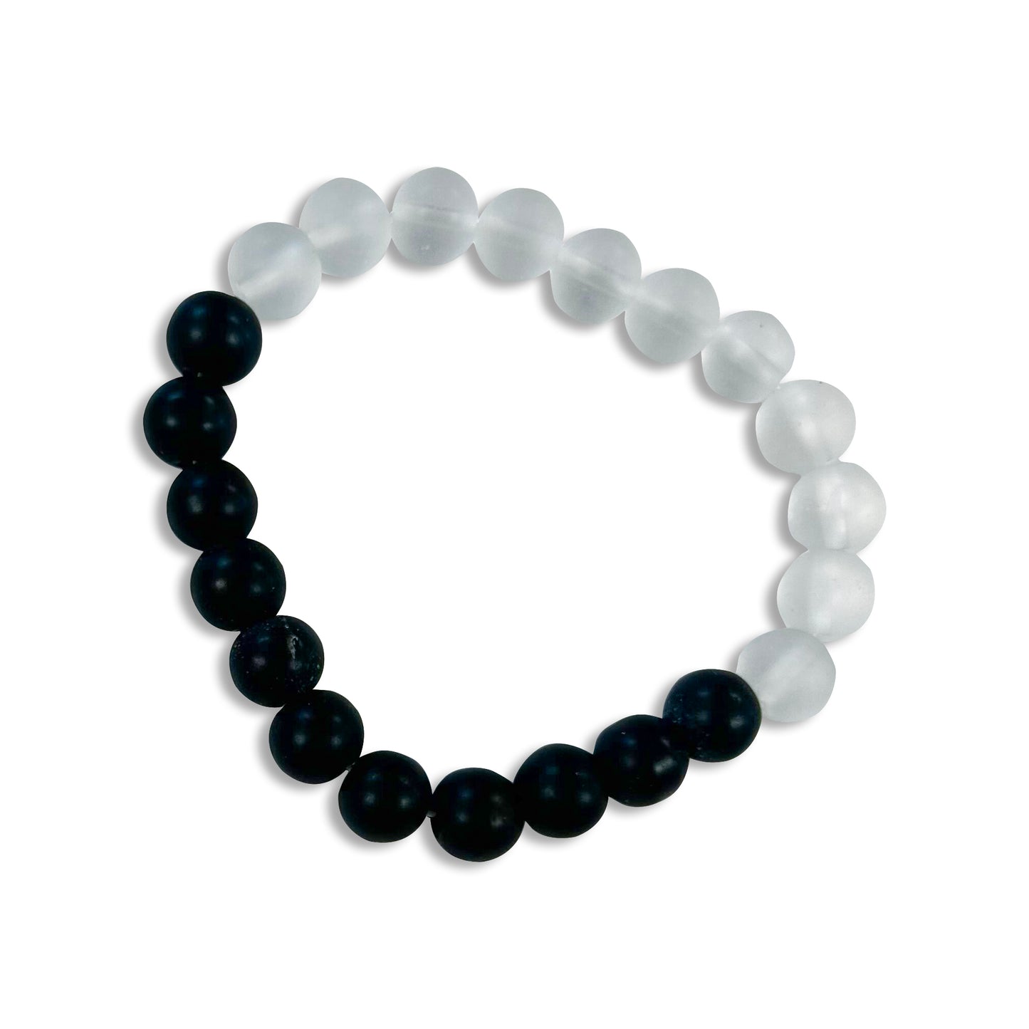 Sophisticated Black & White Glass Bead Bracelet